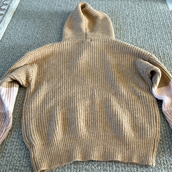 New FRNCH PARIS Beige Knit Hoodie Pink Blush Sweater Sweatshirts M Woman - Picture 7 of 9